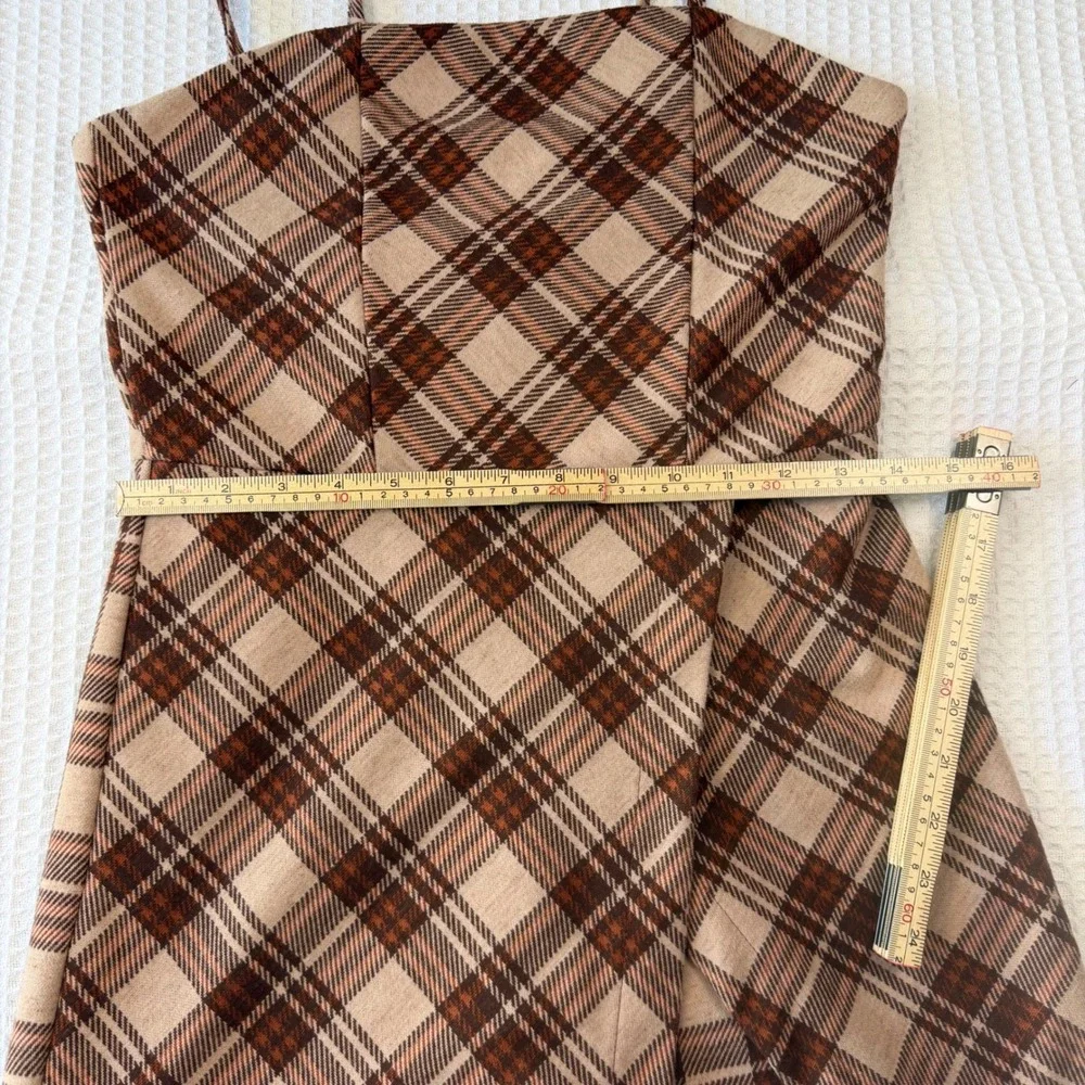 Rare Editions Girls Brown Plaid Skort Romper‎ Jumper Size 16 F455105
